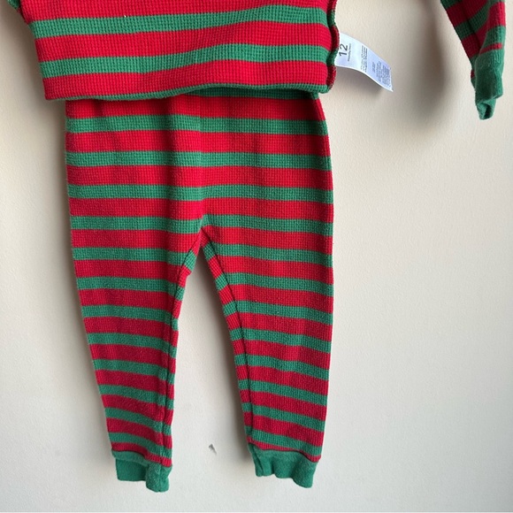 Carter's Red and Green Striped Christmas Pajama Set - size 12m - Picture 5 of 6